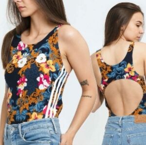 adidas originals x her studio london floral bodysuit navy gold baroque size xl​